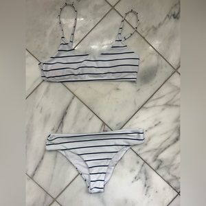 Blue and white stripe bikini